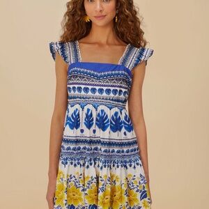 FARM Rio Off-White Zuli Organic Cotton Mini Dress Size XXSZULI OFF-WHITE / XXS